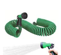 Coil Hose, Flexible Garden Water Hose with Spray Nozzle, Heavy-Duty Coiling RV Wash Expandable Outdoor Watering Tool, Durable Connector Kit | Convenient Flow garden car washing scenarios for lawn pati