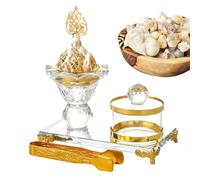 Coil Incense Burner, Vintage Arabic Cone Holder with Metal Tong, Decorative Candle Stick Base, Ideal for Meditation Yoga SPA Table Centerpiece Home Scent Display, Functional Decor Addition
