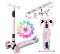 COIL Patinete infantil de triciclo para niños de 6 años de altura ajustable con ruedas LED, para niños de 3 a 8 años, patinete con manillar de aluminio, plataforma ancha (multicolor)