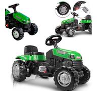 COIL Tractor de pedales, coche deslizante, tractor infantil, tractor de pedales, tractor de pedales, claxon, ajuste de asiento de 6 niveles, carga máxima de 50 kg (verde)
