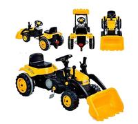 COIL Vehículo a pedal, excavadora con pala, tractor de pedales, excavadora de arena, excavadora infantil, claxon, asiento ajustable, carga máxima de 50 kg,