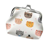 Coin Purse - 9 x 1,5 x 8 cm PU Leather Cat Pattern Change Bag | Change Purse | Cartoon Cat Pattern Leather Coin Purses For Everyday Shopping Work School Travel Outdoor Holiday Vacation, Cat Head