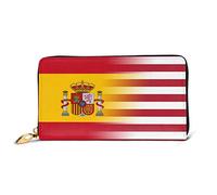 Coin Purse Bandera Americana Y Bandera Española Billetera Cartera Retro Monedas Tarjetero Muchas Ranuras para Tarjetas Billetera Bolsa para Madre, Profesor, Adolescente
