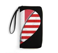 Coin Purse Bandera De Estados Unidos Y Bandera De Italia En Forma De Corazón Monedero con Cremallera Bolso Embrague Retro Carteras Tarjeteros para Amante, Damas, Madre