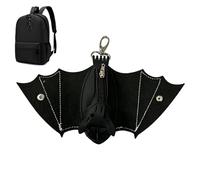 Coin Purse - PU Leather Bat, Gothic Bag Keychain, Foldable Wing Design, Small Change Storage Wallet, Spooky Accessory Item, Black Animal Shape Faux Skin Pocket Organizer For Keys And Credit Cards