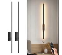 Coinmit 2 Unidades de Aplique LED con Mando a Distancia Negro - 100 cm, 28 W, Giratorio 330°, 3000 K-6000 K, con Funciones de Regulación y Temporizador, para Salón, Dormitorio, Pasillo, Cocina