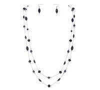 COIRIS Collar largo con cuentas de alambre de ilusión de 2 capas con aretes, collar largo para mujer, Acrílico, No es una piedra preciosa