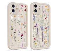 Coiwxmoi 2 Piezas Funda para iPhone 11, Silicona Carcasa con Aesthetic Lindo Flore Las Hojas Dibujos Cover para Mujer Niñas, Antigolpes Bumper Cámara Protector Case para iPhone 11 6,1", Flower