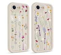 Coiwxmoi 2 Piezas Funda para iPhone 17e/iPhone 16e, Fina Silicona Carcasa con Aesthetic Lindo Flore Las Hojas Dibujos Cover para Mujer Niñas, Cámara Protector Case para iPhone SE 4 6,1", Flower
