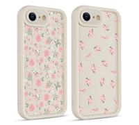 Coiwxmoi 2 Piezas Funda para iPhone 17e/iPhone 16e, Fina Silicona Carcasa con Aesthetic Rosa Flore Las Hojas Dibujos Cover para Mujer Niñas, Cámara Protector Case para iPhone SE 4 6,1",Flower