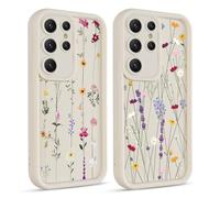 Coiwxmoi 2 Piezas Funda para Samsung Galaxy S25 Ultra 5G, Silicona Carcasa con Aesthetic Lindo Flore Las Hojas Dibujos Cover para Mujer Niñas, Cámara Protector Case para Samsung S25 Ultra 6,8", Flower