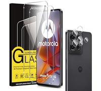 Coiwxmoi 2 Piezas Protector Pantalla Para Motorola Moto G75 5G Cristal Templado con 2 Protectora Lente Cámara Dureza 9H Antiarañazos Antihuellas Sin Burbujas Transparente Vidrio Película