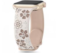 Coiwxmoi Floral Correa Grabada Ompatible con Apple Watch 40mm 42mm 41mm 38mm,Flores Patrón de Deportiva Silicona Repuesto Banda para iWatch Series 11 10 9 8 7 6 5 4 3 2 1 SE Ultra,Apricot