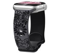 Coiwxmoi Floral Correa Grabada Ompatible con Apple Watch 44mm 42mm 46mm 45mm 49mm,Flores Patrón de Deportiva Silicona Repuesto Banda para iWatch Series 11 10 9 8 7 6 5 4 3 2 1 SE Ultra,B