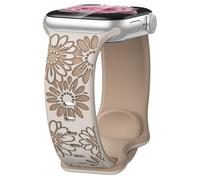 Coiwxmoi Floral Correa Grabada Ompatible con Apple Watch 44mm 42mm 46mm 45mm 49mm,Flores Patrón de Deportiva Silicona Repuesto Banda para iWatch Series 11 10 9 8 7 6 5 4 3 2 1 SE Ultra,E