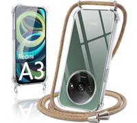 Coiwxmoi Funda con Cuerda para Xiaomi Redmi A3/Redmi A3X 6.71",Carcasa Transparente Suave Silicona TPU Case con Ajustable Colgante Collar Correa de Cuello Cadena Cordón Protección Cover, Multicolor