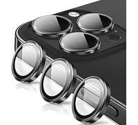 Coiwxmoi Protector de Lente Cámara para iPhone 13 Pro/13 Pro Max,Lentes Camera Protector Cristal Vidrio Templado Dureza 9H HD Anti-arañazo Sin Burbujas Individuo Anillo Metal Protección Lens,Negro