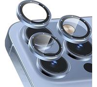 Coiwxmoi Protector de Lente Cámara para iPhone 13 Pro/13 Pro Max,Lentes Camera Protector Cristal Vidrio Templado Dureza 9H HD Anti-arañazo Sin Burbujas Individuo Anillo Metal Protección Lens,Azul