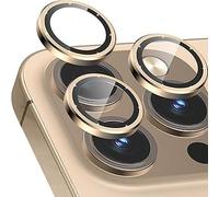 Coiwxmoi Protector de Lente Cámara para iPhone 13 Pro/13 Pro Max,Lentes Camera Protector Cristal Vidrio Templado Dureza 9H HD Anti-arañazo Sin Burbujas Individuo Anillo Metal Protección Lens,Dorado