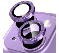 Coiwxmoi Protector de Lente Cámara para iPhone 14/14 Plus,Brillante Lentes Camera Protector Cristal Vidrio Templado Dureza 9H HD Anti-arañazo Sin Burbujas Purpurina Protección Lens,Morado