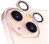 Coiwxmoi Protector de Lente Cámara para iPhone 14/14 Plus,Lentes Camera Protector Cristal Vidrio Templado Dureza 9H HD Anti-arañazo Sin Burbujas Individuo Anillo Metal Protección Lens,Rosa