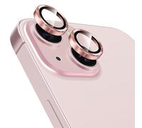 Coiwxmoi Protector de Lente Cámara para iPhone 15/15 Plus,Lentes Camera Protector Cristal Vidrio Templado Dureza 9H HD Anti-arañazo Sin Burbujas Individuo Anillo Metal Protección Lens,Rosa