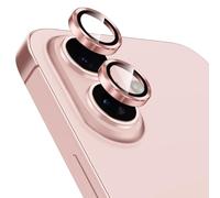 Coiwxmoi Protector de Lente Cámara para iPhone 16/16 Plus,Lentes Camera Protector Cristal Vidrio Templado Dureza 9H HD Anti-arañazo Sin Burbujas Individuo Anillo Metal Protección Lens,Rosa
