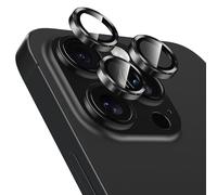 Coiwxmoi Protector de Lente Cámara para iPhone 16 Pro/16 Pro Max,Lentes Camera Protector Cristal Vidrio Templado Dureza 9H HD Anti-arañazo Sin Burbujas Individuo Anillo Metal Protección Lens,Negro