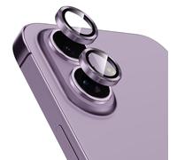 Coiwxmoi Protector de Lente Cámara para iPhone 17,Lentes Camera Protector Cristal Vidrio Templado Dureza 9H HD Anti-arañazo Sin Burbujas Individuo Anillo Metal Protección Lens,Morado