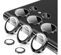 Coiwxmoi Protector de Lente Cámara para Samsung Galaxy S23 Ultra 5G,Lentes Camera Protector Cristal Vidrio Templado Dureza 9H HD Anti-arañazo Sin Burbujas Individuo Anillo Metal Protección Lens,Negro