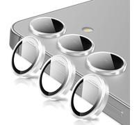 Coiwxmoi Protector de Lente Cámara para Samsung Galaxy S24 Plus/S24+ 5G,Lentes Camera Protector Cristal Vidrio Templado Dureza 9H HD Anti-arañazo Sin Burbujas Anillo Metal Protección Lens,Plata