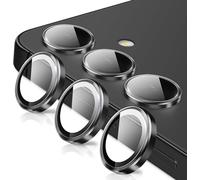 Coiwxmoi Protector de Lente Cámara para Samsung Galaxy S25 5G,Lentes Camera Protector Cristal Vidrio Templado Dureza 9H HD Anti-arañazo Sin Burbujas Individuo Anillo Metal Protección Lens,Negro