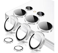 Coiwxmoi Protector de Lente Cámara para Samsung Galaxy S25 Ultra 5G,Lentes Camera Protector Cristal Vidrio Templado Dureza 9H HD Anti-arañazo Sin Burbujas Individuo Anillo Metal Protección Lens,Plata