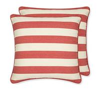 Cojín a Rayas Cornwall Chic 'de Sticky Toffee | Juego de 2 | Rojo Crema | 45 x 45 cm (18 x 18 Pulgadas) | Funda de cojín Solamente