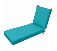 Cojín acolchado grueso impermeable para silla reclinable de jardín, funda extraíble lavable, antideslizante, para patio, piscina, balcón, color azul cielo