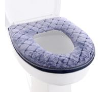 Cojín acolchado para asiento de inodoro, funda de asiento de inodoro cálida | Calentador de baño de terciopelo, suave, más grueso y lavable - Almohadilla de asiento de inodoro para el hogar completa