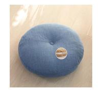 Cojín Almohada de Suelo Tatami Japonés - Cojín de Asiento Redondo Minimalista de Algodón Lino Desmontable Engrosado Lavable para Meditación Yoga Asientos para Ventana Bahía Balcón Habitación Zen (Azul