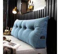 Cojín Cabecero Cama Cuña Triangular Soporte Espalda Posicionador Chenilla | Almohadilla Algodón Perla Alta Densidad，Con Bolsillos Rellena Hueco Cabecero，Lectura(Blue,L 60cm-only cover)