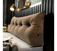 Cojín Cabecero Cama Cuña Triangular Soporte Espalda Posicionador Chenilla | Almohadilla Algodón Perla Alta Densidad，Con Bolsillos Rellena Hueco Cabecero，Lectura(Brown,L 150cm-with filling)