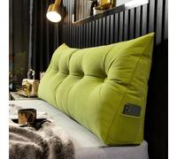 Cojín Cabecero Cama Cuña Triangular Soporte Espalda Posicionador Chenilla | Almohadilla Algodón Perla Alta Densidad，Con Bolsillos Rellena Hueco Cabecero，Lectura(Green,L 60cm-only cover)