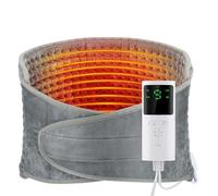 Cojín calefactor eléctrico para espalda, abdomen y cintura, 125 x 31 cm, con apagado automático, 4 temporizadores, temperatura de 6 niveles, terapia húmeda y seca