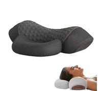 Cojín Cervical con Calor y Masaje 3 en 1,Tracción Cervical 26°,Alivio del Dolor de Cuello y Hombros,Soporte Ergonómico Viscoelástico,Funda Lavable,Masajeador Cervical para Casa y Viaje,Gris(Gris)