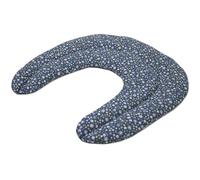 Cojín cervical con compartimentos de tela orgánica, diseño de flores, color azul