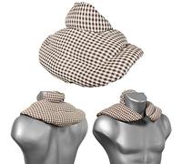 Cojín cervical de calor con cuello. moreno-blanco. Almohada térmica con huesos de cerezas. Cojín de nuca. Saco térmico de semillas