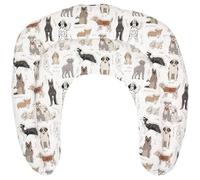 Cojín cervical de linaza con cámaras, tela orgánica, diseño de perros