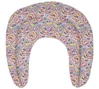 Cojín cervical de linaza con cámaras, tela orgánica, diseño psicodélico de corazón, cojín cervical