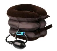 Cojin Cervical, Estirador de Cuello, Dispositivo de Tracción Cervical, Cojin Cuello Viaje, Corrector de postura, Almohada Viaje Hinchable, Alivio del Dolor de Hombros, Uso Doméstico y Oficina (Marrón)