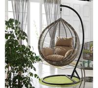 Cojín colgante suave para silla de huevo, extraíble, lavable, grueso, para patio, dormitorio, jardín, balcón, color marrón claro, perfecto para comodidad y estilo