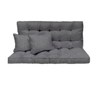 Cojín columpio de jardín 150x50x10 cm - Set de 3 plazas: colchón de asiento y respaldo para columpio con toldo - Outdoor - para sofá y banco de jardín, palé europeo, tumbona - Color: Gris Len [133]