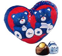 Cojín con diseño de ositos con cremallera de besos y perugina fondant Luisa azul y rojo de peluche de 75 g